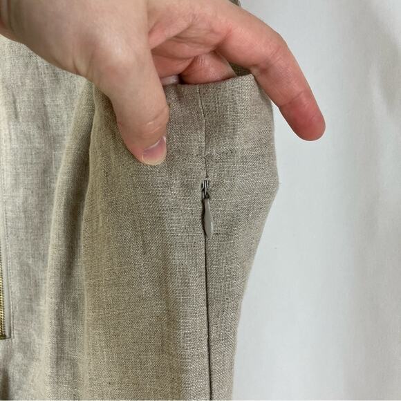 Liz Claiborne Tan 100% Linen Sleeveless Sheath Dress Womens 10 - Picture 4 of 8